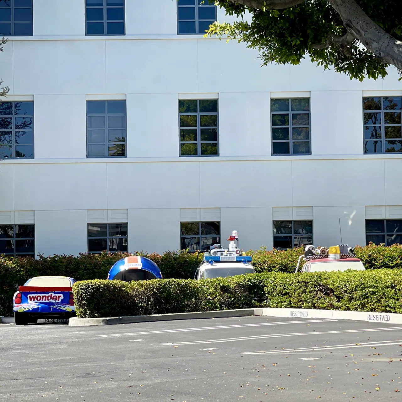 Movie vehicles parked at Sony Pictures.