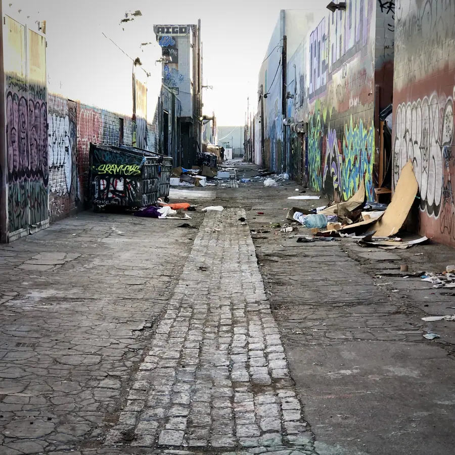 A graffiti-covered alley in Boyle Heights.