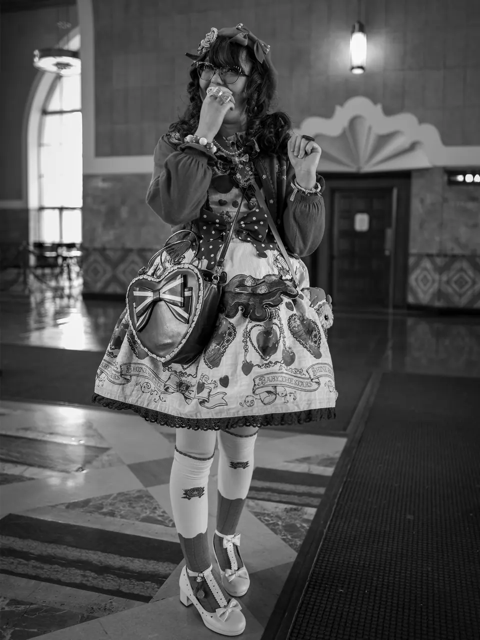 A costumed traveler at Union Station.