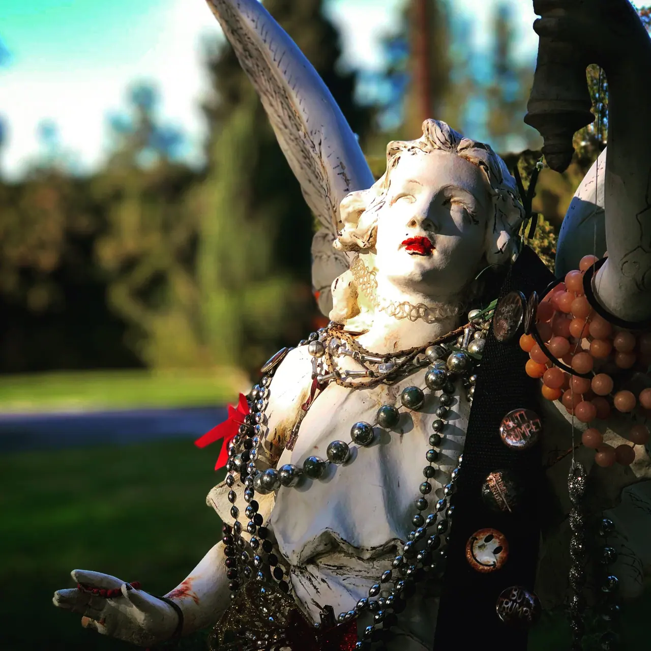 An ornamented angel statue at Hollywood Forever.